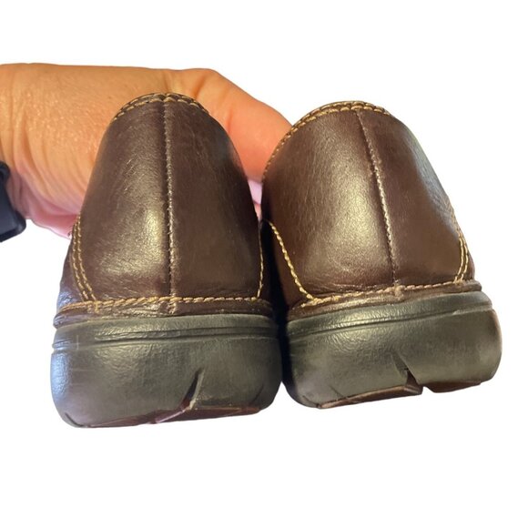Clarks Structured Brown Soft Leather Round Toe Slip On Comfort Flats Shoes Sz7.5 - Picture 5 of 6